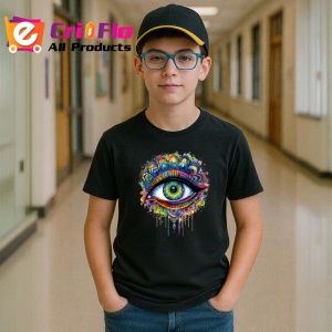 Tricou Ochi mandala stropi acuarela neon, Copii | Dama | Barbat , tricou negru - Img 6
