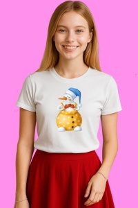 Tricou Om De Zapada Cu Caciula Albastra Si Fular Turquoise, din bumbac 100%, tricou alb, Copii | Dama | Barbat - Img 4
