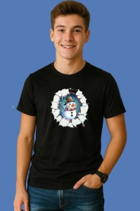 Tricou Om De Zapada Cu Palarie Maronie Si Fundal Alb Craciun, din bumbac 100% Copii | Dama | Barbat - Img 2