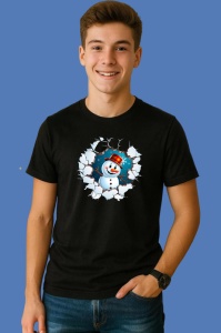 Tricou Om De Zapada Cu Palarie Rosie Si Fundal Alb Craciun, din bumbac 100% Copii | Dama | Barbat