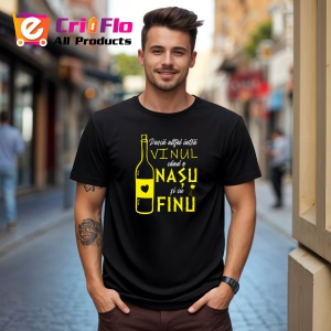 Tricou Parca Altfel Intra Vinul Cand E Nasu Si Cu Finu, din bumbac 100%, tricou negru, Dama | Barbat - Img 2