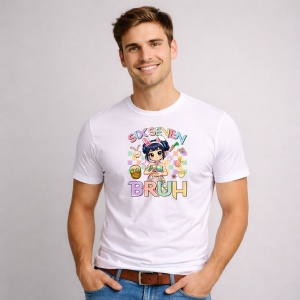 Tricou Paste 67 Bunny Pastel 67 Bruh Easter Cute, din bumbac 100%, tricou alb, Copii | Dama | Barbat - Img 2