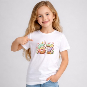 Tricou Paste 67 Donut Easter Oua Colorate Funny Cute, din bumbac 100%, tricou alb, Copii | Dama | Barbat - Img 3