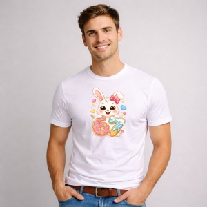 Tricou Paste 67 Easter Bunny Cute Pastel Oua Colorate, din bumbac 100%, tricou alb, Copii | Dama | Barbat - Img 2
