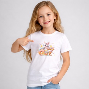 Tricou Paste 67 Easter Cute Rabbit Pastel Aesthetic, din bumbac 100%, tricou alb, Copii | Dama | Barbat