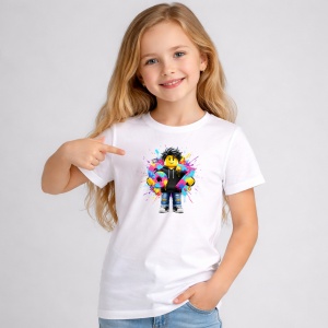 Tricou Paste 67 Roblox Boy Drip Outfit Splash Color, din bumbac 100%, tricou alb, Copii | Dama | Barbat - Img 3
