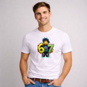Tricou Paste 67 Roblox Boy Neon Drip Color Splash Outfit, din bumbac 100%, tricou alb, Copii | Dama | Barbat - Img 2