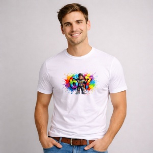 Tricou Paste 67 Roblox Boy Rainbow Drip Aesthetic, din bumbac 100%, tricou alb, Copii | Dama | Barbat - Img 2
