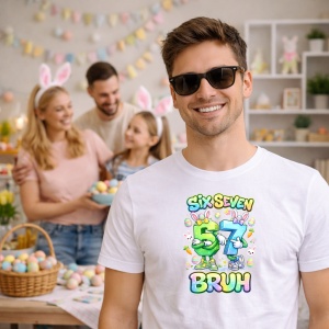 Tricou Paste 67 Roblox Slime Bruh Easter Oua Colorate, din bumbac 100%, tricou alb, Copii | Dama | Barbat - Img 5