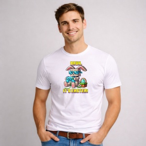 Tricou Paste Bruh Gamer Iepuras Paste Pixel Oua Colorate, din bumbac 100%, tricou alb, Copii | Dama | Barbat - Img 3