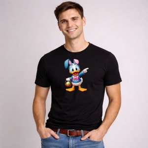 Tricou Paste Donald Duck Paste Iepuras Oua Colorate, din bumbac 100%, tricou negru, Copii | Dama | Barbat