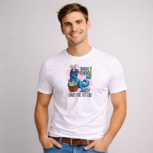 Tricou Paste Dragon Funny Dont Touch My Easter Eggs, din bumbac 100%, tricou alb, Copii | Dama | Barbat - Img 3