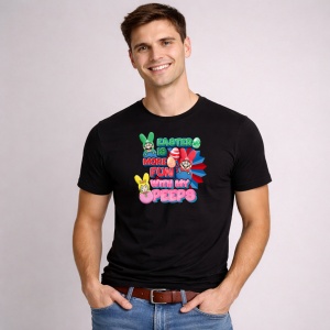 Tricou Paste Easter Is More Fun With My Peeps Iepurasi Colorati, din bumbac 100%, tricou negru, Copii | Dama | Barbat - Img 2