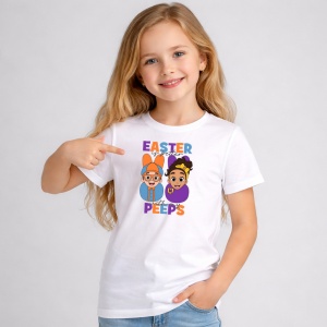 Tricou Paste Easter Peeps Colorati Ilustratie, din bumbac 100%, tricou alb, Copii | Dama | Barbat - Img 2