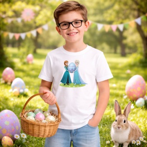 Tricou Paste Elsa Anna Frozen Paste Ou Mare Decorativ, din bumbac 100%, tricou alb, Copii | Dama | Barbat - Img 5