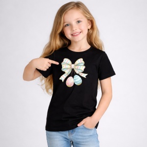 Tricou Paste Fundita Alba Pastel Cu Oua Decorative Cute, din bumbac 100%, tricou negru, Copii | Dama | Barbat - Img 2