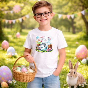 Tricou Paste Gamer Pixel Iepuras Paste Oua Colorate, din bumbac 100%, tricou alb, Copii | Dama | Barbat - Img 5