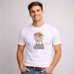 Tricou Paste Happy Easter Kpop Girls Colorat Pastel Cute, din bumbac 100%, tricou alb, Copii | Dama | Barbat