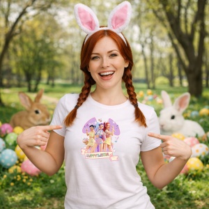 Tricou Paste Happy Easter Kpop Hunters Huntrix Pastel, din bumbac 100%, tricou alb, Copii | Dama | Barbat - Img 9