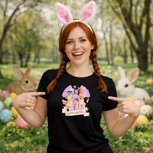 Tricou Paste Happy Easter Kpop Hunters Huntrix Pastel, din bumbac 100%, tricou negru, Copii | Dama | Barbat - Img 9