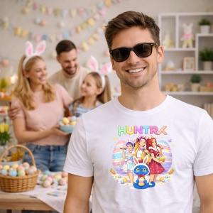 Tricou Paste Huntrix Kpop Easter Grup Cu Mascota Cute, din bumbac 100%, tricou alb, Copii | Dama | Barbat - Img 5