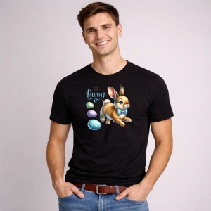 Tricou Paste Iepuras Paste Bunny Oua Colorate Ilustratie, din bumbac 100%, tricou negru, Copii | Dama | Barbat