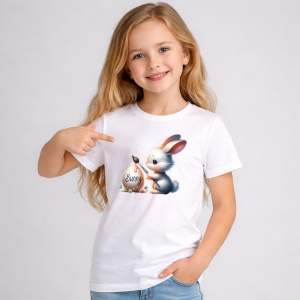 Tricou Paste Iepuras Paste Lumina Bunny Ou Decorativ, din bumbac 100%, tricou alb, Copii | Dama | Barbat - Img 2