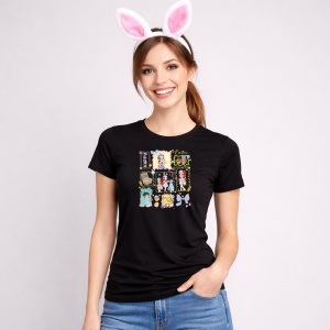 Tricou Paste Kpop Stickers Easter Set Pastel Cute, din bumbac 100%, tricou negru, Copii | Dama | Barbat - Img 3