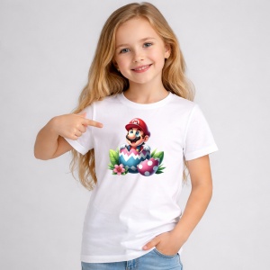 Tricou Paste Mario Paste Ou Spart Colorat Iepuras, din bumbac 100%, tricou alb, Copii | Dama | Barbat