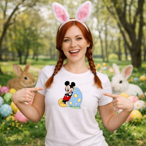 Tricou Paste Mickey Mouse Paste Ou Mare Colorat, din bumbac 100%, tricou alb, Copii | Dama | Barbat - Img 9