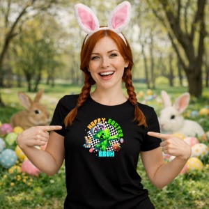 Tricou Paste Minecraft Happy Easter Gamer Oua Colorate Bruh, din bumbac 100%, tricou negru, Copii | Dama | Barbat - Img 9