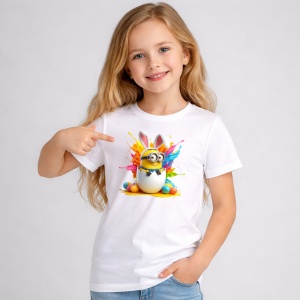 Tricou Paste Minion Iepuras Paste Ou Colorat Amuzant, din bumbac 100%, tricou alb, Copii | Dama | Barbat
