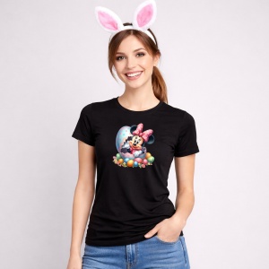 Tricou Paste Minnie Mouse Paste Ou Mare Colorat Decorativ, din bumbac 100%, tricou negru, Copii | Dama | Barbat - Img 3