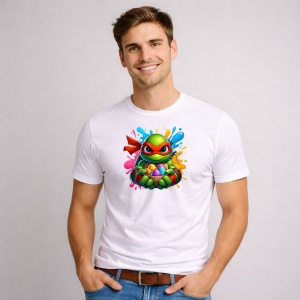 Tricou Paste Ninja Turtles Paste Oua Colorate Cos, din bumbac 100%, tricou alb, Copii | Dama | Barbat - Img 2