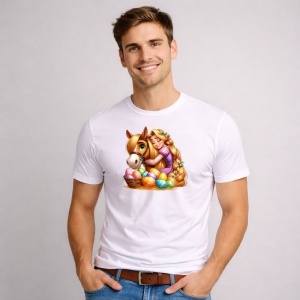 Tricou Paste Rapunzel Paste Cos Oua Colorate, din bumbac 100%, tricou alb, Copii | Dama | Barbat - Img 2