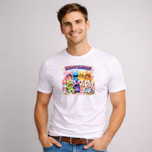 Tricou Paste Roblox Happy Easter Personaje Costume Iepurasi Cute, din bumbac 100%, tricou alb, Copii | Dama | Barbat - Img 2