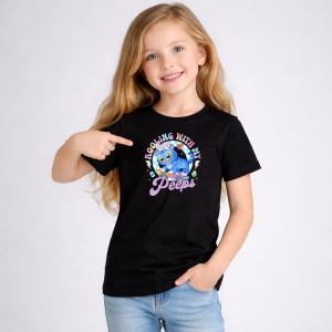 Tricou Paste Rolling With My Peeps Kpop Pisica Pastel, din bumbac 100%, tricou negru, Copii | Dama | Barbat - Img 2