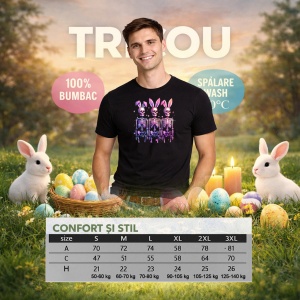 Tricou Paste Schelete Iepuras Pastel Trio Funny Dark Easter, din bumbac 100%, tricou negru, Copii | Dama | Barbat - Img 6