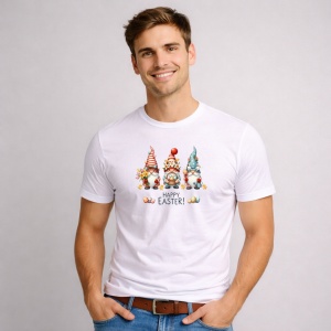 Tricou Paste Set Gnomi Easter Cu Oua Colorate Decor Cute, din bumbac 100%, tricou alb, Copii | Dama | Barbat - Img 2