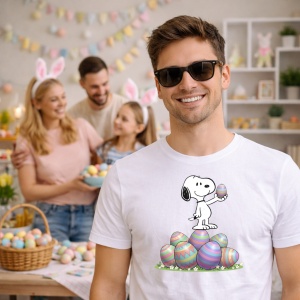Tricou Paste Snoopy Paste Oua Colorate Echilibru Jucaus, din bumbac 100%, tricou alb, Copii | Dama | Barbat - Img 7