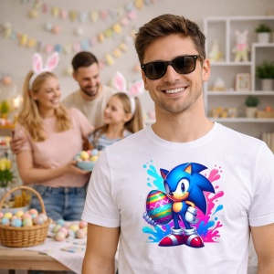 Tricou Paste Sonic Paste Ou Colorat Stil Graffiti, din bumbac 100%, tricou alb, Copii | Dama | Barbat - Img 7