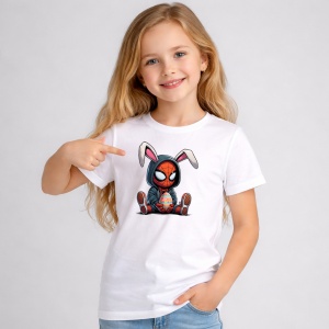 Tricou Paste Spiderman Iepuras Paste Ou Decorativ, din bumbac 100%, tricou alb, Copii | Dama | Barbat