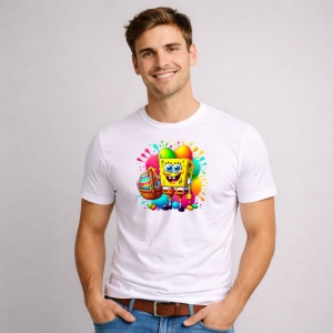 Tricou Paste Spongebob Paste Cos Oua Colorate Vesel, din bumbac 100%, tricou alb, Copii | Dama | Barbat - Img 2