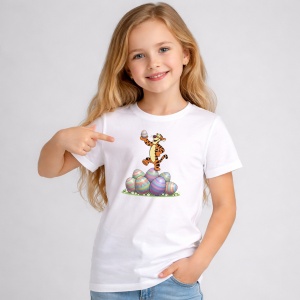 Tricou Paste Tigger Paste Oua Colorate Saritura Vesela, din bumbac 100%, tricou alb, Copii | Dama | Barbat - Img 2
