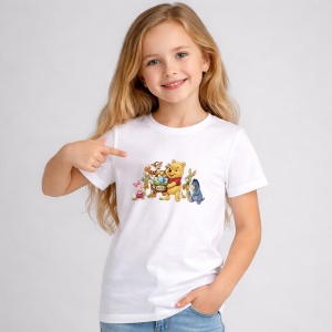 Tricou Paste Winnie The Pooh Prieteni Paste Cos Oua Colorate, din bumbac 100%, tricou alb, Copii | Dama | Barbat - Img 1