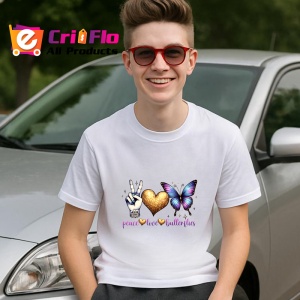Tricou Peace Love Butterflies design fluture colorat Copii | Dama | Barbat Barbat - Img 9