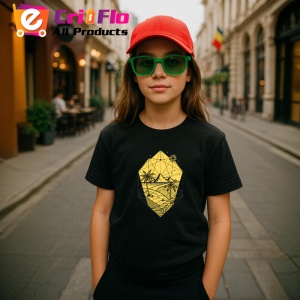 Tricou Peisaj Galben Cu Plaja, Copii | Dama | Barbat, culoare negru - Img 8