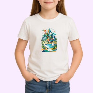 Tricou Peisaj Montan Triunghi Colorat, Copii | Dama | Barbat - Img 3