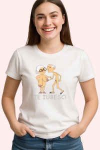 Tricou Pensionari Te Iubesc, din bumbac 100%, tricou alb, Dama | Barbat - Img 2