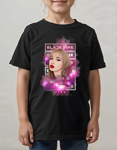 Tricou pentru copii - K-POP - Lisa BLACKPINK - Design vibrant, stil cosmic, fan BLACKPINK.